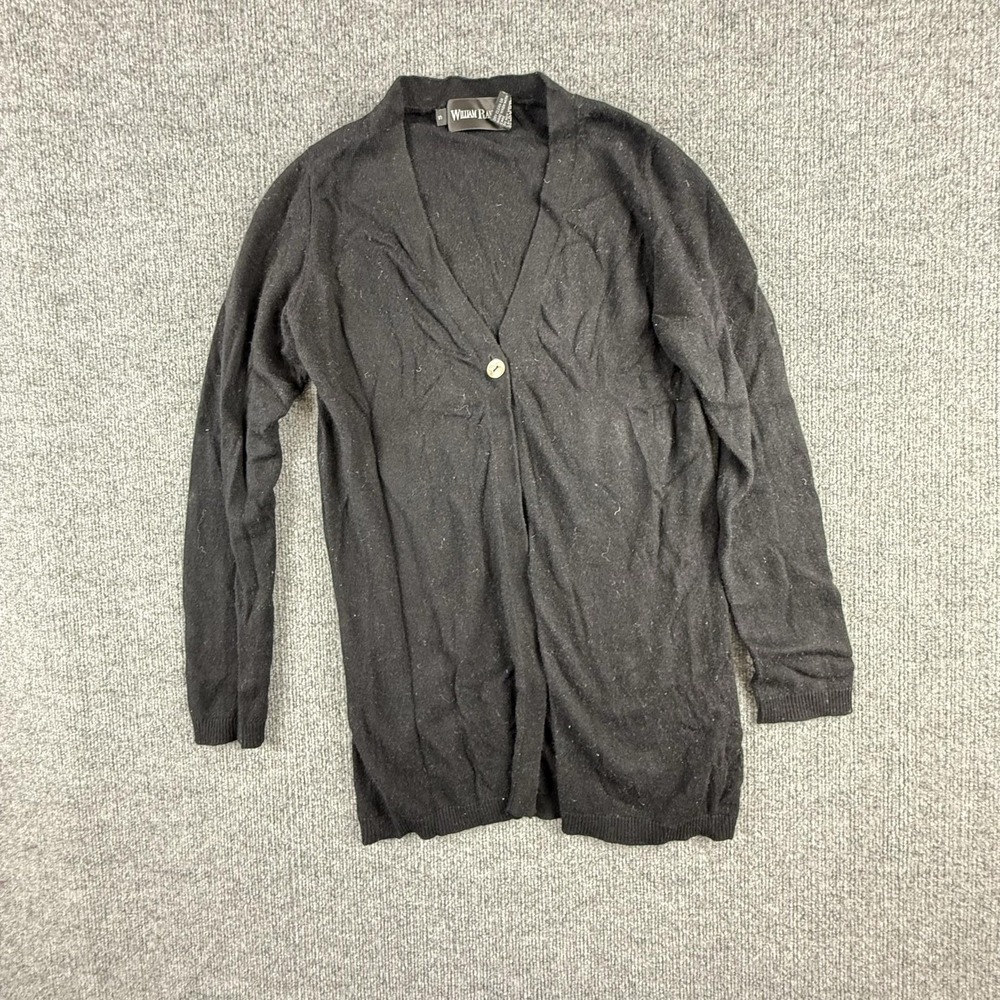 William‎ Randall Cardigan Sweater Womens Small Black Cashmere Silk V Neck Knit